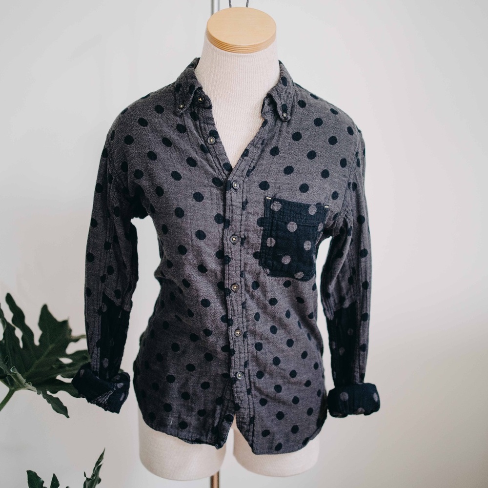 🌿Beams Heart / Polka Dot Button Up - Picture 1 of 4